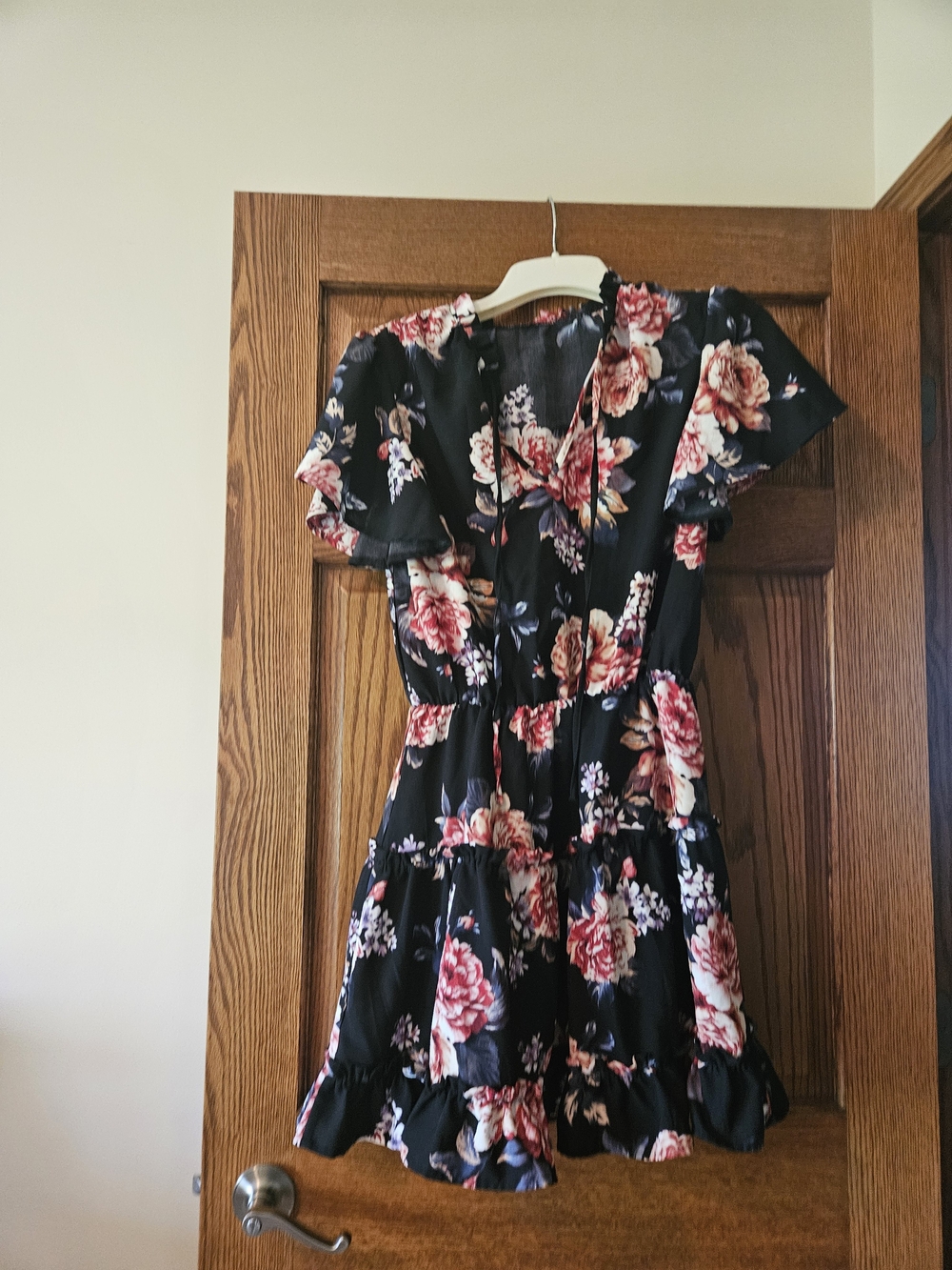 Women's Black Floral Ruffle Dress - Elegant Summer Style